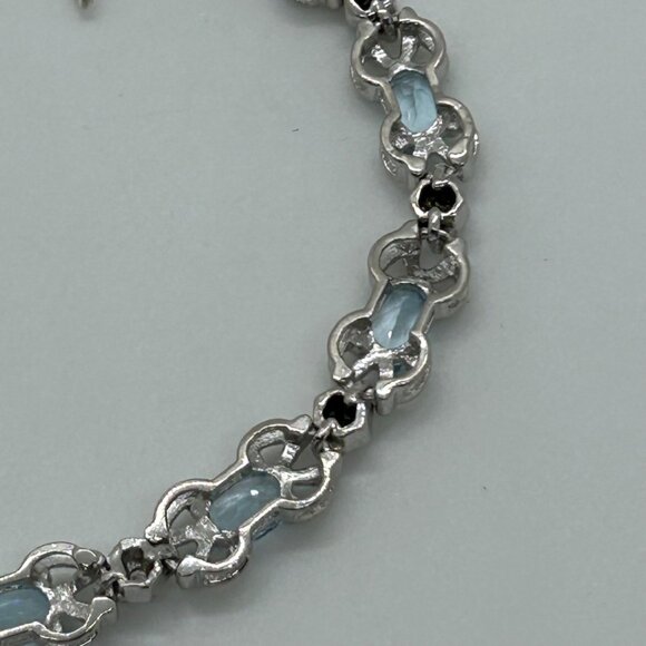 Sterling Silver Tennis Bracelet Blue Gemstones 6.5 " Vintage 1980 11.11grams - Picture 16 of 16